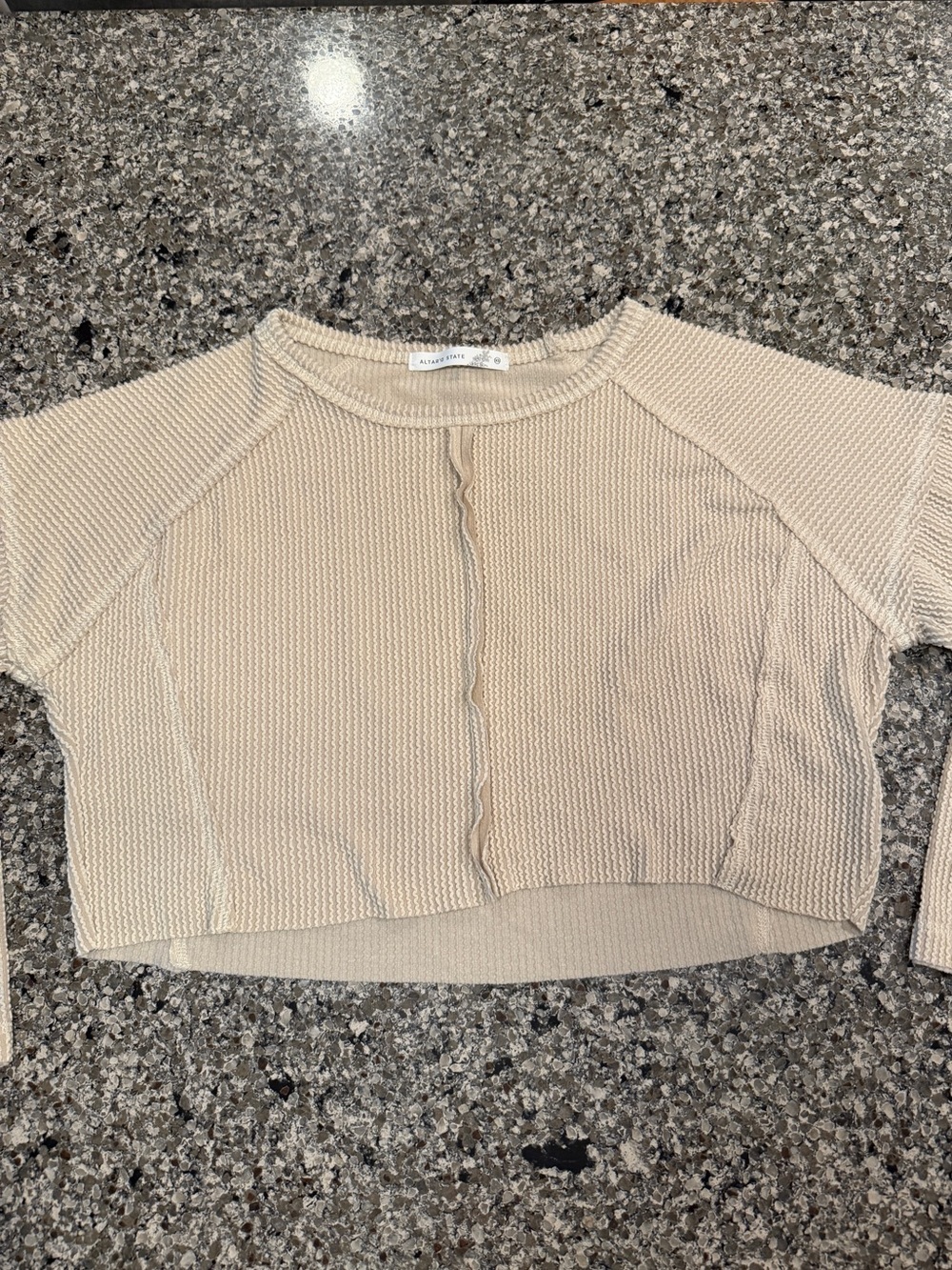 Altar'd State Beige Cropped Textured Knit Top